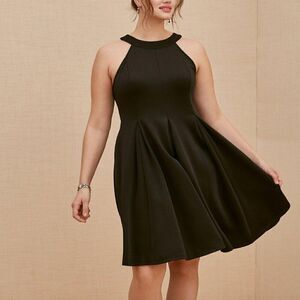 Torrid black Mini Scuba Fluted sleeveless Dress 0